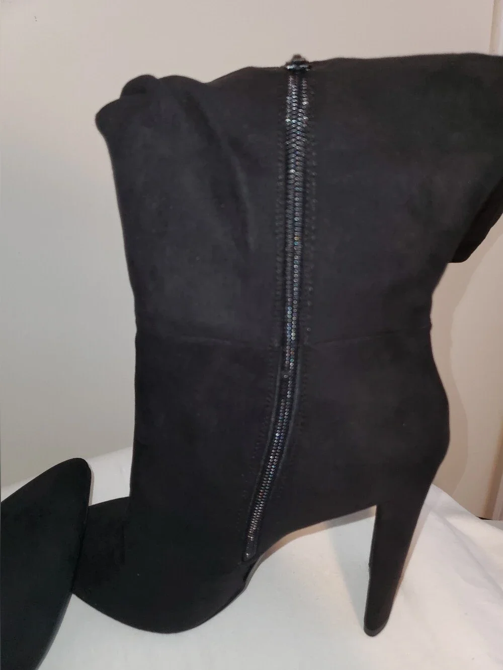 JustFab Black Over-the-Knee Pointed-Toe Suede Boots